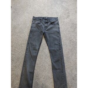 Mens Slim Fit Black Cloud Washed Jeans Denim Stretch Leg Trouser Pants 32W/30L